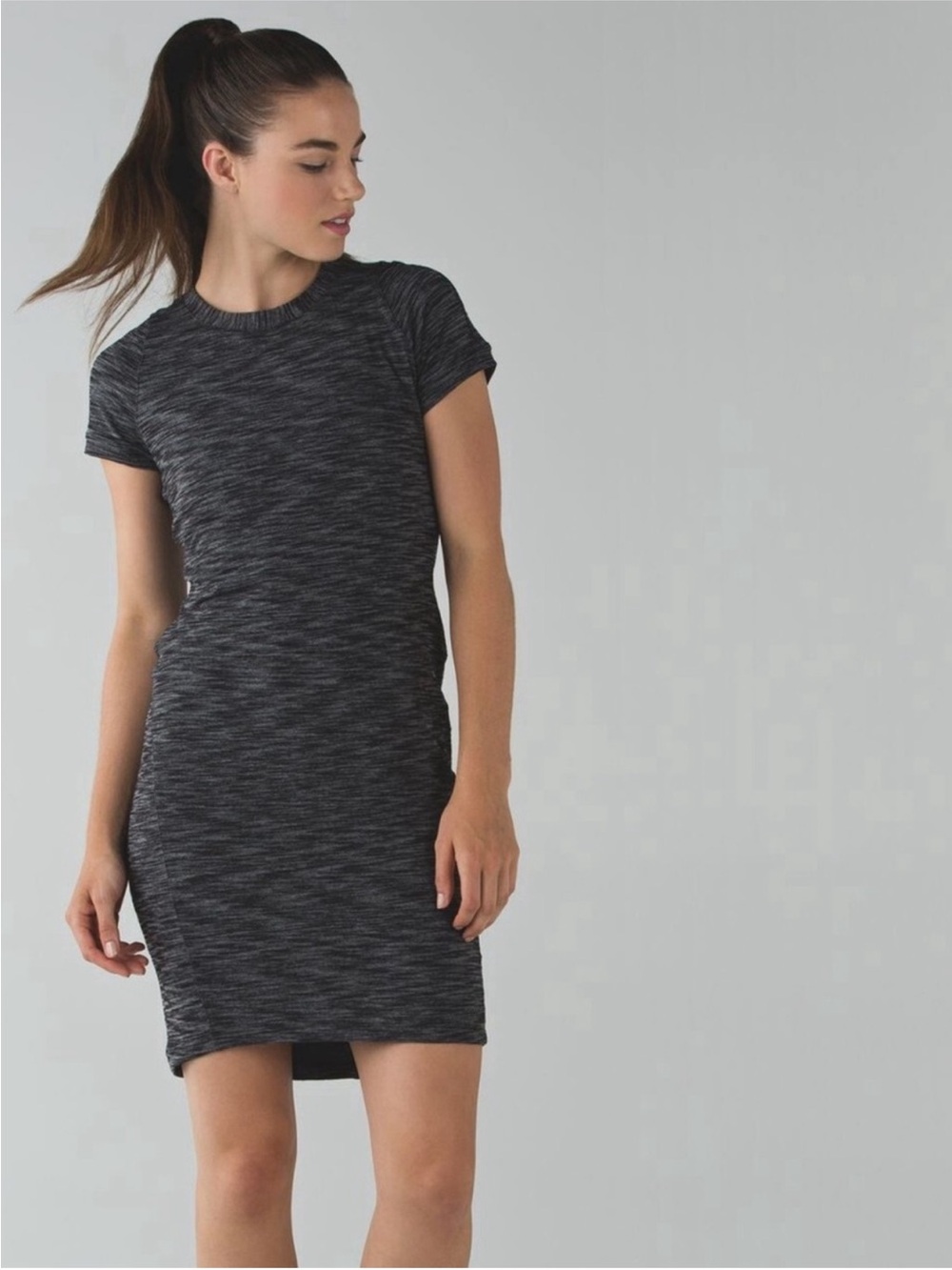 Lululemon // &Go Where-To Short Sleeve Dress Heathered Black Space Dye Size 8